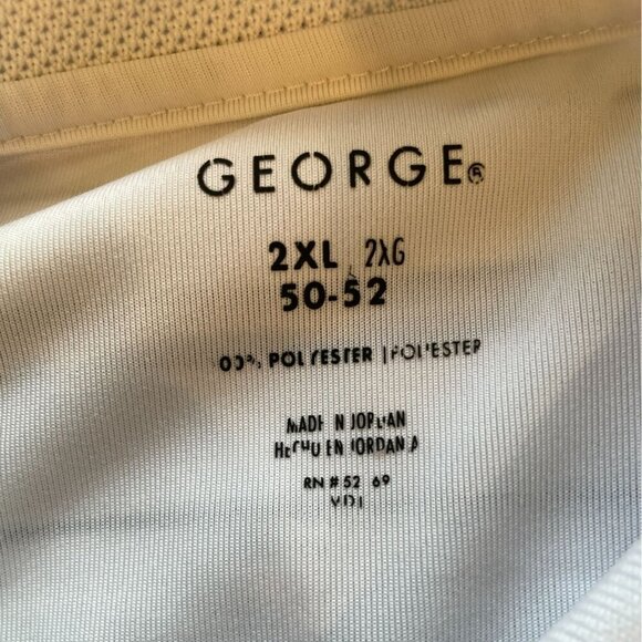 George Men's 3-Button Striped Golf Polo Shirt Sz XXL in White, Tan, Black Active - Picture 10 of 14